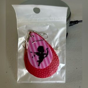 Valentine Cupid Faux Leather Earrings
